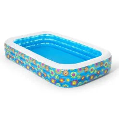 PISCINA GONFIABILE FAMILY RETTANGOLARE A 3 ANELLI DECORO FIORI 305X183X56 CM 54121