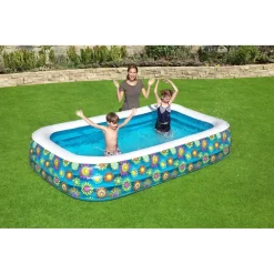 PISCINA GONFIABILE FAMILY RETTANGOLARE A 3 ANELLI DECORO FIORI 305X183X56 CM 54121