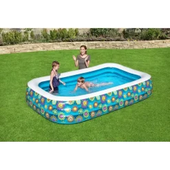PISCINA GONFIABILE FAMILY RETTANGOLARE A 3 ANELLI DECORO FIORI 305X183X56 CM 54121