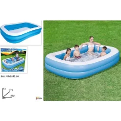 PISCINA GONFIABILE FAMILY RETTANGOLARE A 2 ANELLI 262X175X51CM 54006 PER BAMBINI