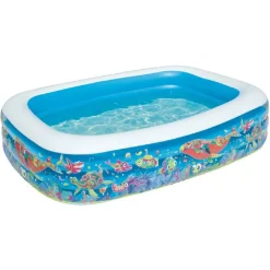PISCINA GONFIABILE FAMILY RETTANGOLARE 3 ANELLI FANTASIA PESCI 229X152X56CM 54120