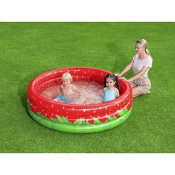 PISCINA GONFIABILE FRAGOLA ROTONDA BAMBINI GIARDINO A 3 ANELLI 168 X 38 CM 51145