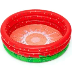 PISCINA GONFIABILE FRAGOLA ROTONDA BAMBINI GIARDINO A 3 ANELLI 168 X 38 CM 51145