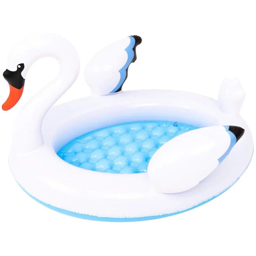 PISCINA GONFIABILE PER BAMBINI FORMA CIGNO 108X95X65CM GIARDINO DIVERTIMENTO 016147