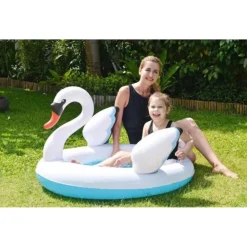 PISCINA GONFIABILE PER BAMBINI FORMA CIGNO 108X95X65CM GIARDINO DIVERTIMENTO 016147