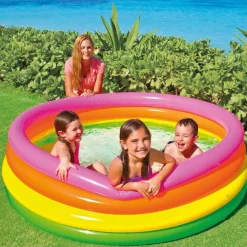 PISCINA GONFIABILE PER BAMBINI ARCOBALENO A 4 ANELLI COLORATI 168 X 46 CM