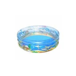 PISCINA GONFIABILE PER BAMBINI TRASPARENTE SEA LIFE 3 ANELLI 150 X 53 CM