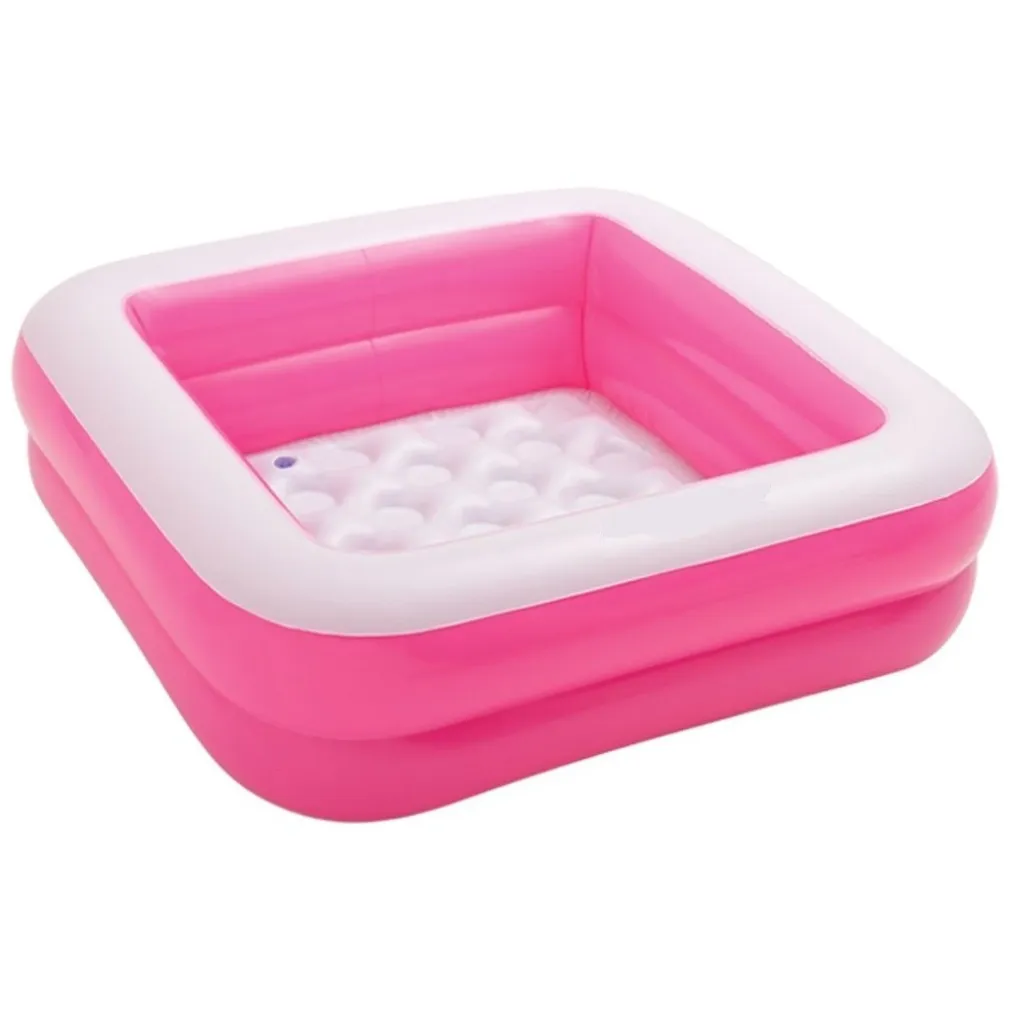 PISCINA GONFIABILE PER BAMBINI BABY QUADRATA 2 ANELLI ROSA 85 X 85 X 23 CM
