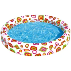 PISCINA GONFIABILE PER BAMBINI A 2 ANELLI DESIGN COLORATO DECORATO 122X25CM 017919