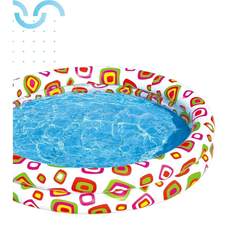 PISCINA GONFIABILE PER BAMBINI A 2 ANELLI DESIGN COLORATO DECORATO 122X25CM 017919