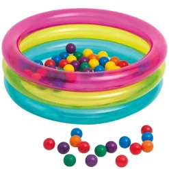 PISCINA GONFIABILE PER BAMBINI 3 ANELLI COLORATI 86X25CM CON SET PALLINE