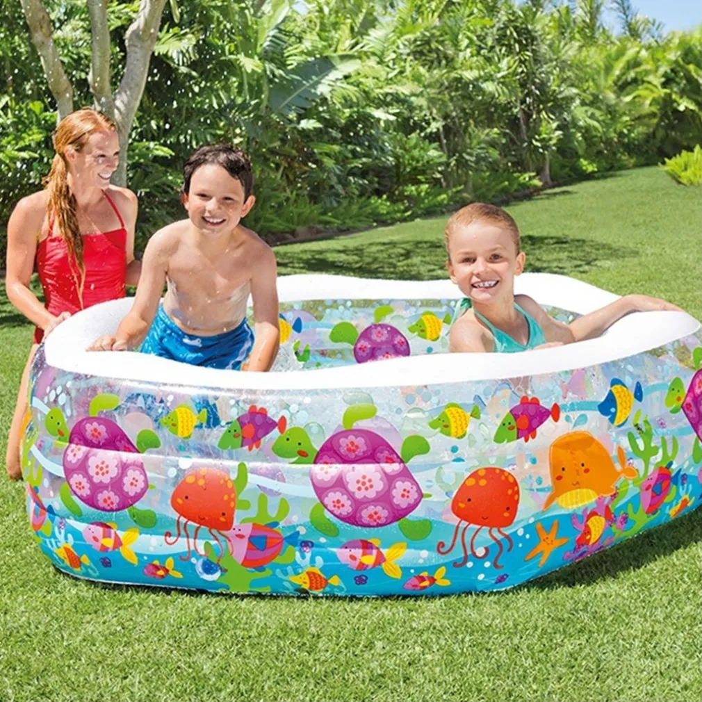 PISCINA GONFIABILE PER BAMBINI PESCI DELL'OCEANO A 3 ANELLI 191 X 178 X 61 CM
