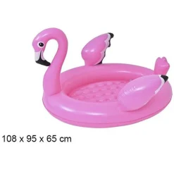 PISCINA GONFIABILE PER BAMBINI FORMA DI FENICOTTERO ROSA GIARDINO 108X95X65CM 016148