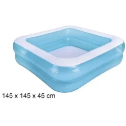 PISCINA GONFIABILE QUADRATA A 2 ANELLI 145 X 145 X 45 CM GIARDINO ESTATE 016094