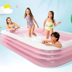 PISCINA GONFIABILE ROSA RETTANGOLARE FAMILY BAMBINI 305X183X56 CM GIARDINO 58487