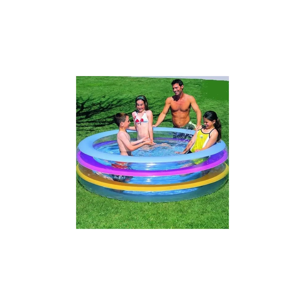PISCINA GONFIABILE ROTONDA FUORI TERRA 3 ANELLI IN VINILE 196 X 53 CM