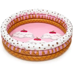 PISCINA GONFIABILE TONDA A 3 ANELLI DESIGN GELATO CON PANNA PER BAMBINI 160X38CM 016173