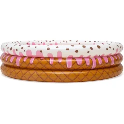 PISCINA GONFIABILE TONDA A 3 ANELLI DESIGN GELATO CON PANNA PER BAMBINI 160X38CM 016173