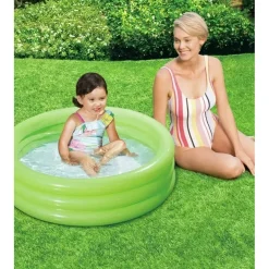 PISCINA GONFIABILE VERDE A 3 ANELLI PER BAMBINI ROTONDA 91 X 23 CM GIARDINO 017550