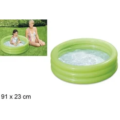 PISCINA GONFIABILE VERDE A 3 ANELLI PER BAMBINI ROTONDA 91 X 23 CM GIARDINO 017550