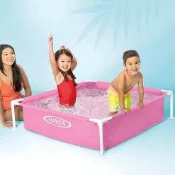 PISCINA MINI FRAME ROSA QUADRATA CON TELAIO 122X122X30 CM BAMBINI ESTATE 57172