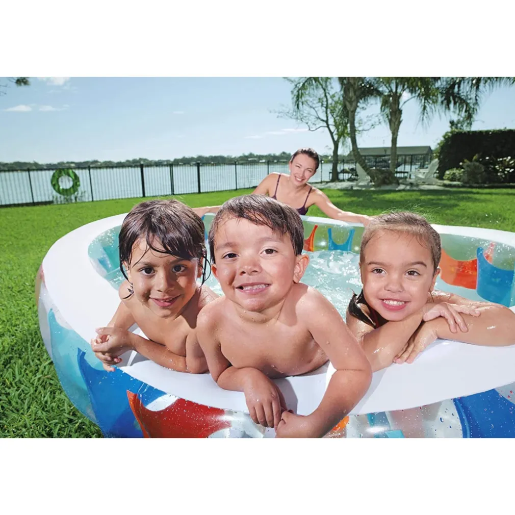 PISCINA OVALE GONFIABILE 229X152X51 CM BORDI SPESSI PER FAMIGLIA BAMBINI ESTATE