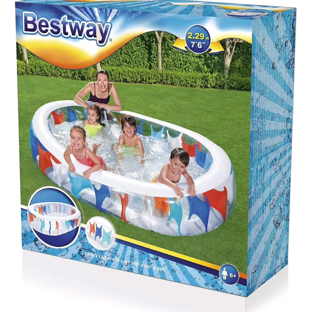 PISCINA OVALE GONFIABILE 229X152X51 CM BORDI SPESSI PER FAMIGLIA BAMBINI ESTATE