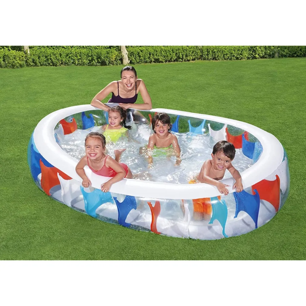 PISCINA OVALE GONFIABILE 229X152X51 CM BORDI SPESSI PER FAMIGLIA BAMBINI ESTATE