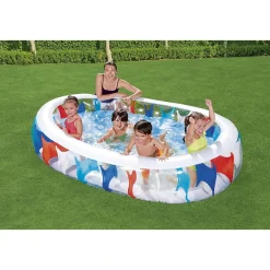PISCINA OVALE GONFIABILE 229X152X51 CM BORDI SPESSI PER FAMIGLIA BAMBINI ESTATE