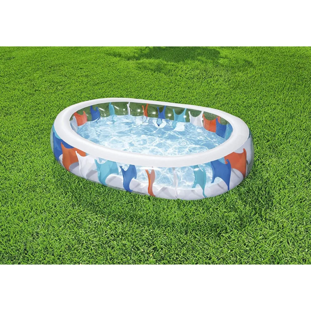 PISCINA OVALE GONFIABILE 229X152X51 CM BORDI SPESSI PER FAMIGLIA BAMBINI ESTATE