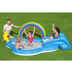 PISCINA PER BAMBINI ARCOBALENO 2 ANNI+ GONFIABILE 257X145X91CM CON SCIVOLO 53092