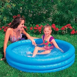 PISCINA PER BAMBINI GONFIABILE A TRE ANELLI CRYSTAL BLU 114X25 CM GIARDINO 59416