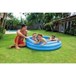 PISCINA PER BAMBINI GONFIABILE A TRE ANELLI CRYSTAL BLU 114X25 CM GIARDINO 59416