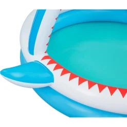 PISCINA PER BAMBINI SHARKTASTIC 2 ANELLI GRAFICA A SQUALO 163X127X92CM CON SPRUZZO 53157