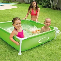 PISCINA QUADRATA FUORI TERRA PER BAMBINI BABY TELAIO ACCIAIO VERDE 122 CM