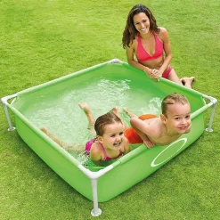 PISCINA QUADRATA FUORI TERRA PER BAMBINI BABY TELAIO ACCIAIO VERDE 122 CM