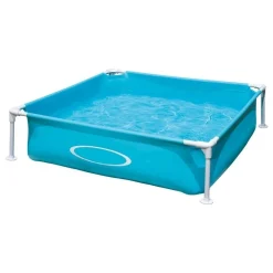 PISCINA QUADRATA FUORI TERRA PER BAMBINI BABY TELAIO IN ACCIAIO BLU 122 CM