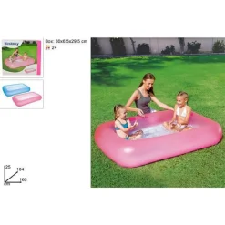 PISCINA RETTANGOLARE AQUABABE CON FONDO GONFIABILE 165X104X25 CM 2 COLORI 51115