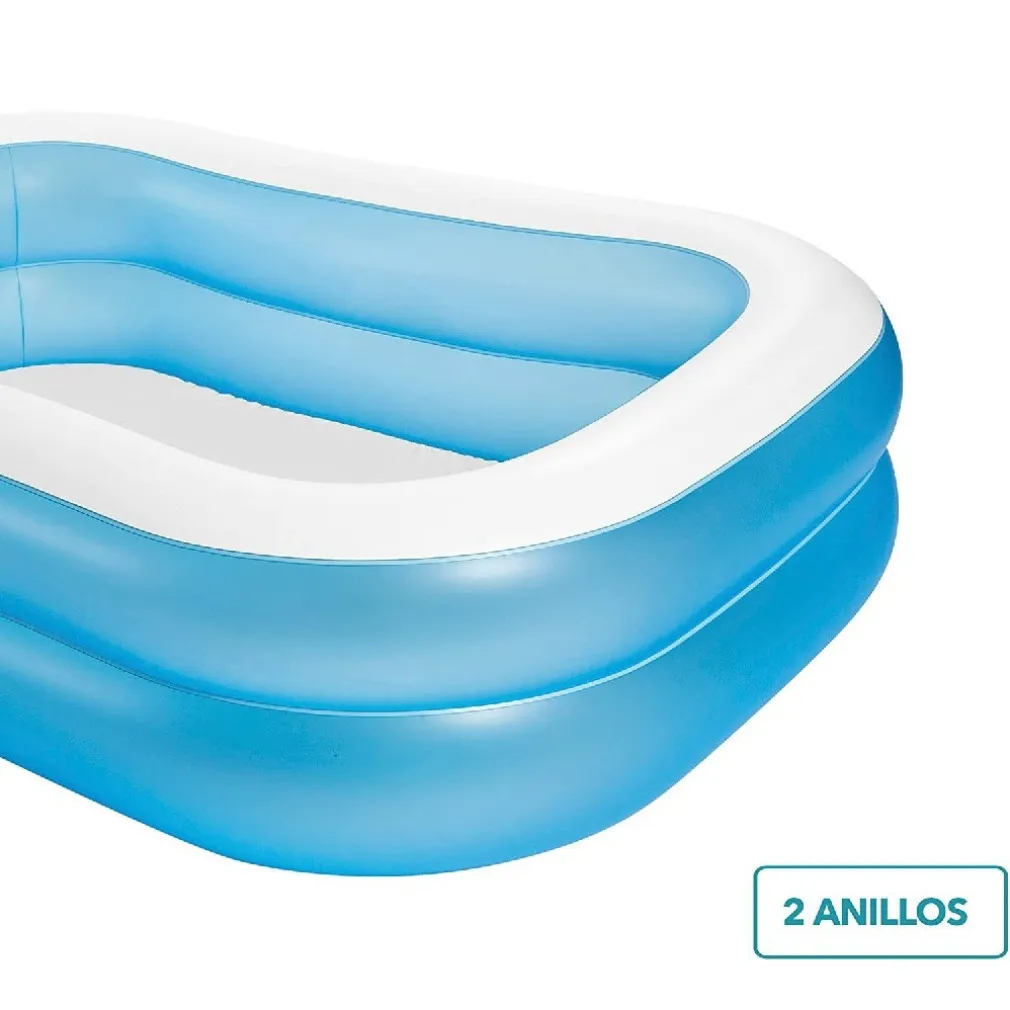 PISCINA RETTANGOLARE GONFIABILE FAMILY 2 ANELLI 203X152X48 CM 540LT ESTATE 57180