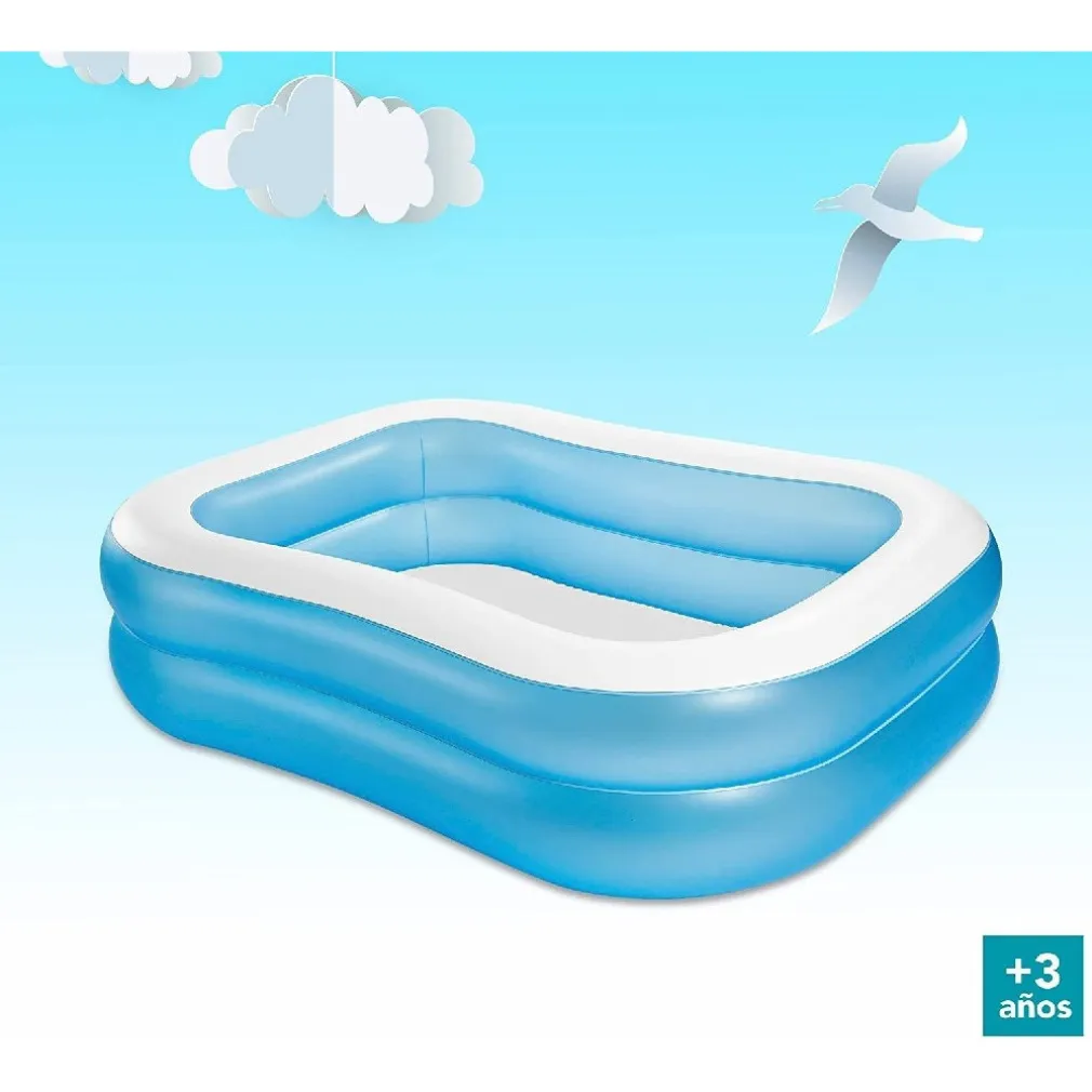 PISCINA RETTANGOLARE GONFIABILE FAMILY 2 ANELLI 203X152X48 CM 540LT ESTATE 57180