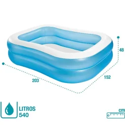 PISCINA RETTANGOLARE GONFIABILE FAMILY 2 ANELLI 203X152X48 CM 540LT ESTATE 57180