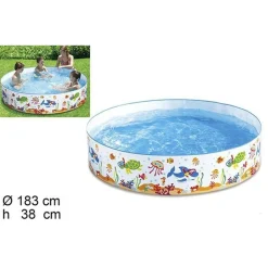 PISCINA RIGIDA 183X38CM PVC BAMBINI TARTARUGA ANIMALI MARINI FUORITERRA CASA GIARDINO 017925