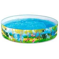 PISCINA ROTONDA GONFIABILE 183X38 CM DECORAZIONE SAFARI BAMBINI GIARDINO ESTATE