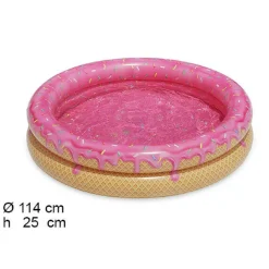 PISCINA ROTONDA GONFIABILE FUORITERRA GELATO BAMBINI GIARDINO CON 2 ANELLI 114CM