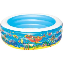 PISCINA ROTONDA GONFIABILE PER BAMBINI 196X53 CM A 3 ANELLI FANTASIA PESCI 016133