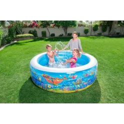 PISCINA ROTONDA GONFIABILE PER BAMBINI 196X53 CM A 3 ANELLI FANTASIA PESCI 016133