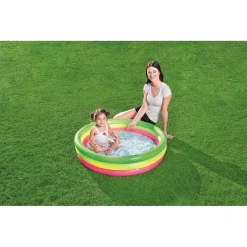 PISCINA SUMMER A 3 ANELLI COLOR ARCOBALENO CON FONDO GONFIABILE 102X25 CM 51104