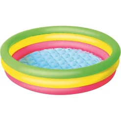 PISCINA SUMMER A 3 ANELLI COLOR ARCOBALENO CON FONDO GONFIABILE 102X25 CM 51104