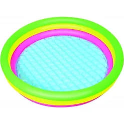 PISCINA SUMMER A 3 ANELLI COLOR ARCOBALENO CON FONDO GONFIABILE 102X25 CM 51104