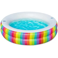 PISCINA TONDA GONFIABILE FAMILY STAMPA ARCOBALENO 206X206X51CM CON 2 PORTABICCHIERI 54443